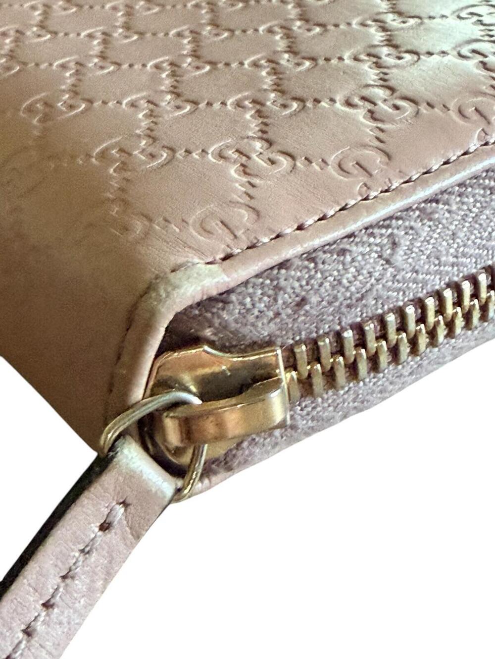 Gucci Pink Microguccissima Bow Wallet Embossed Leather Zip-Around - Picture 9 of 13